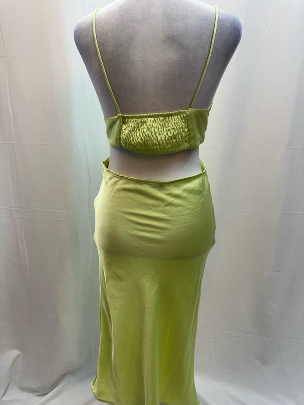 Boohoo Lime Green Satin Like Slip Midi Dress 4 - Picture 4 of 4